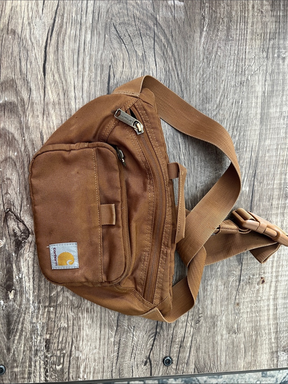 Carhartt Brown Canvas Belt Bag with Front Pocket